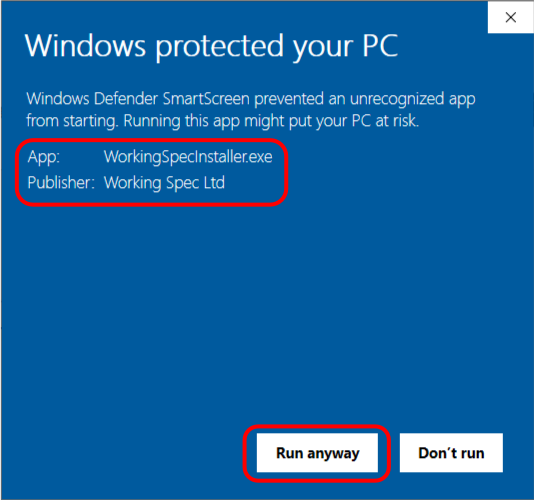 Windows Defender Run Anyway